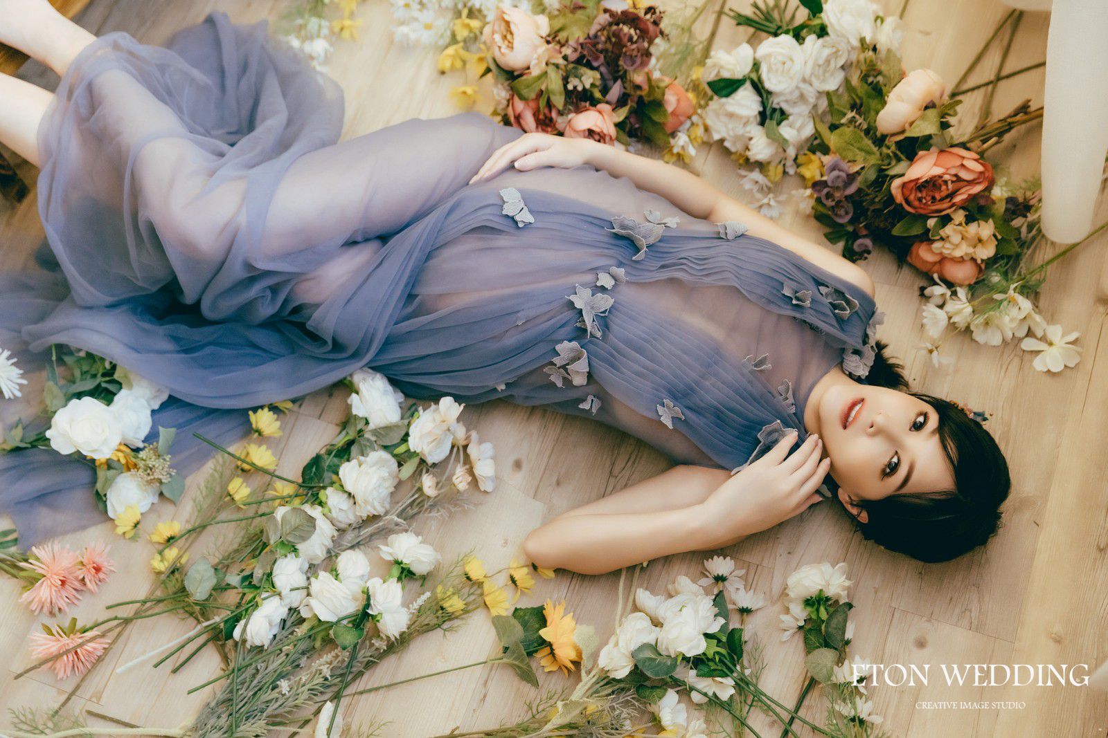 花語綻放風孕婦寫真,孕婦照,花卉主題孕婦攝影,孕婦禮服